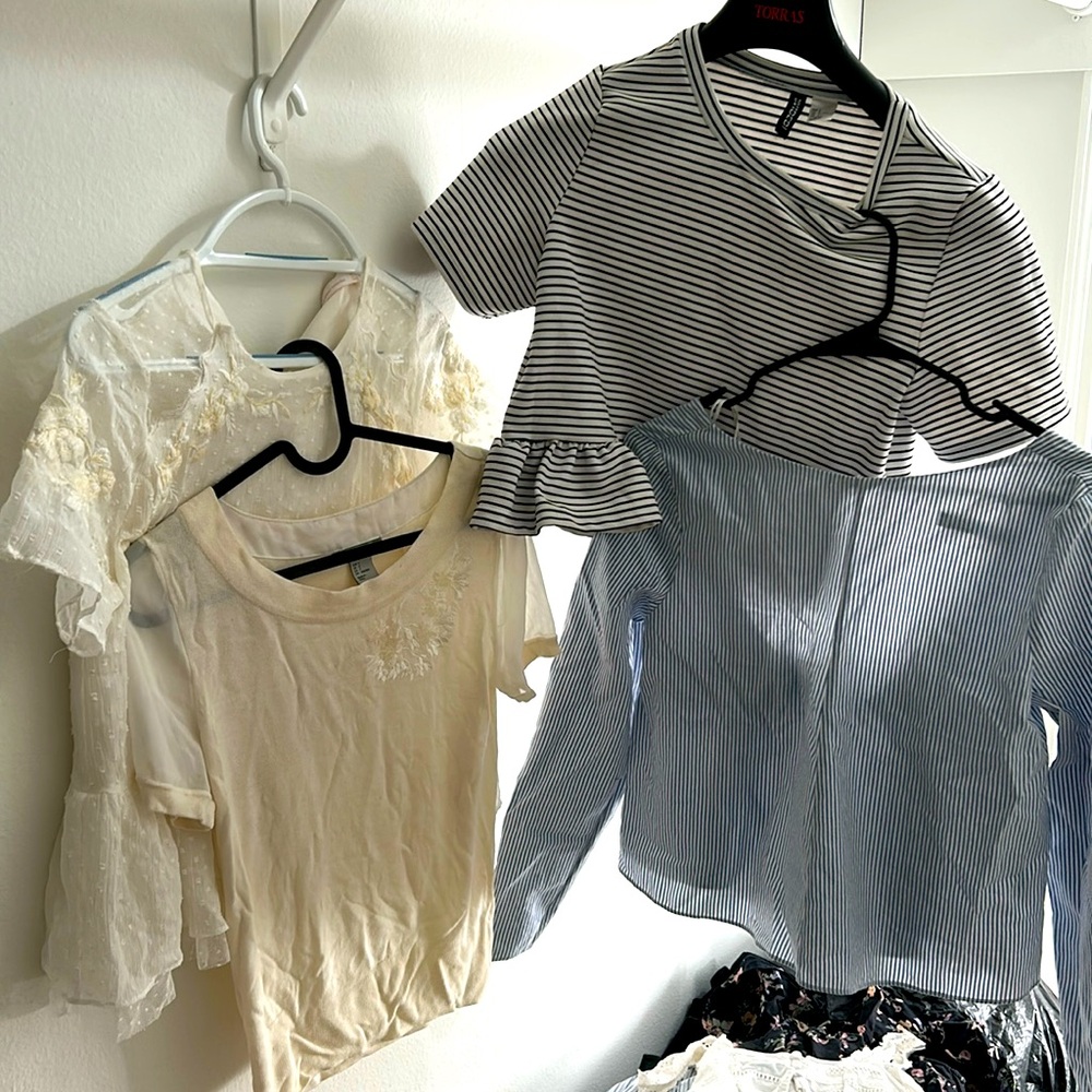 4 blouses for $12. Fit size 0-4. Can sell individually